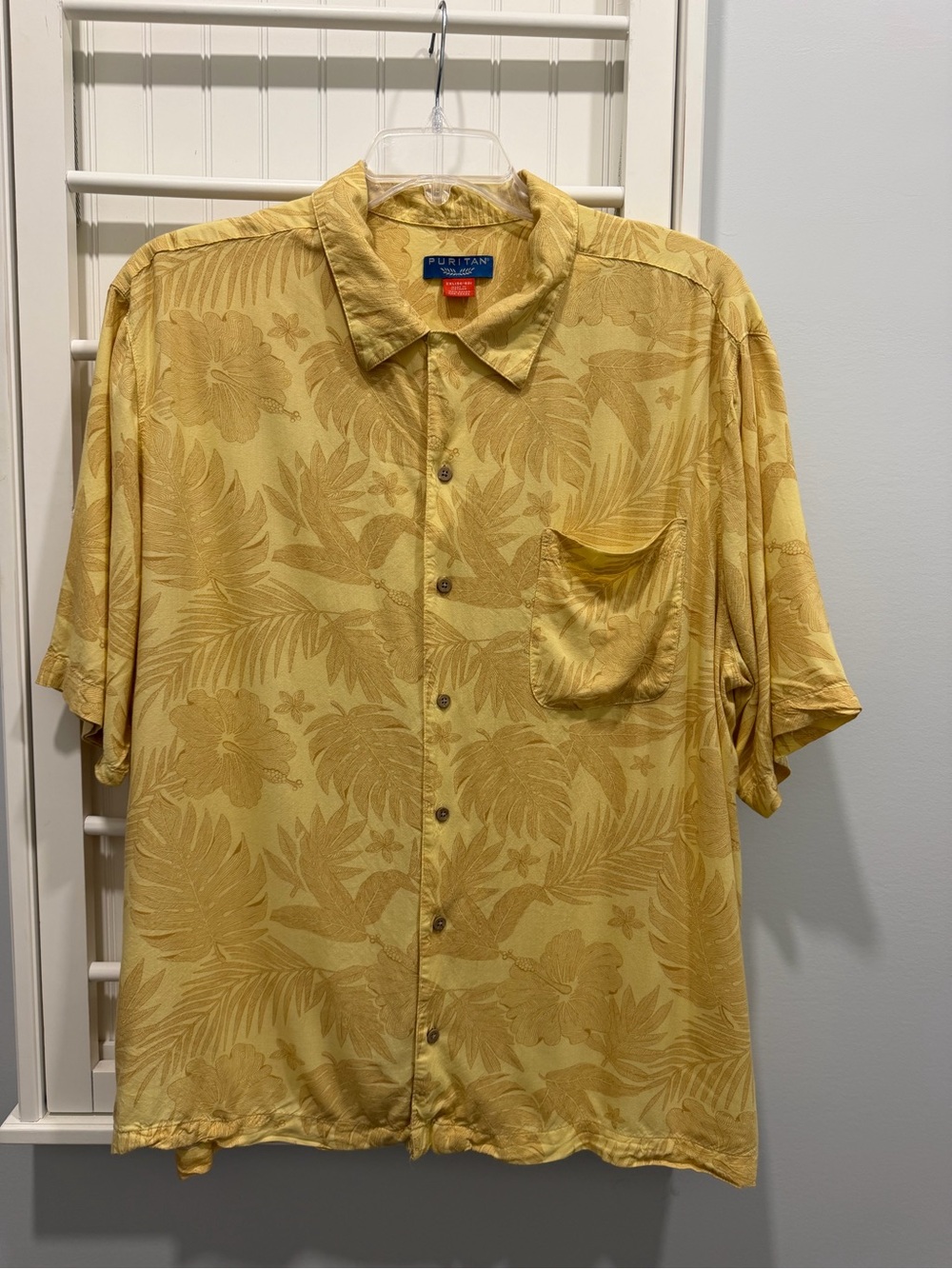 Yellow Tropical Floral Short-Sleeve Shirt